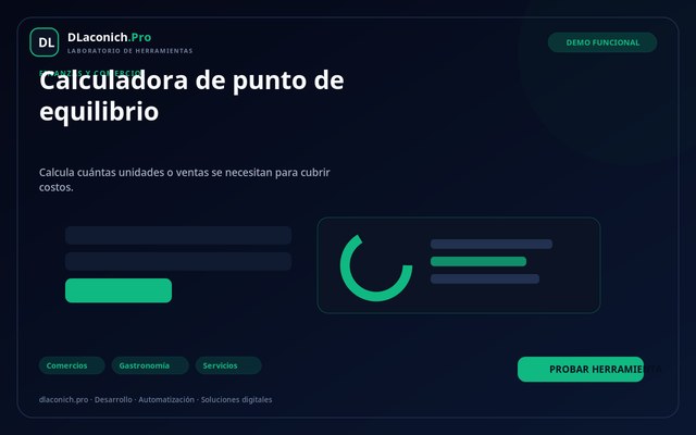 Vista previa de Calculadora de punto de equilibrio