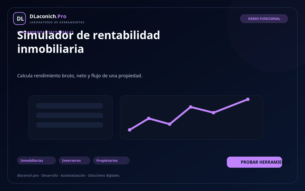 Mockup de Simulador de rentabilidad inmobiliaria