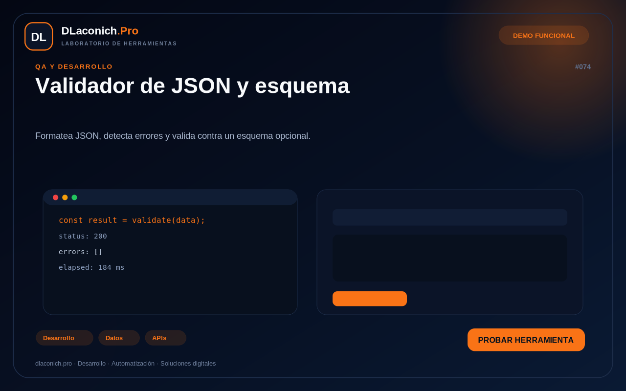 Mockup de Validador de JSON y esquema