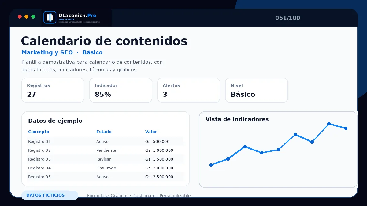Vista previa de la plantilla Calendario de contenidos