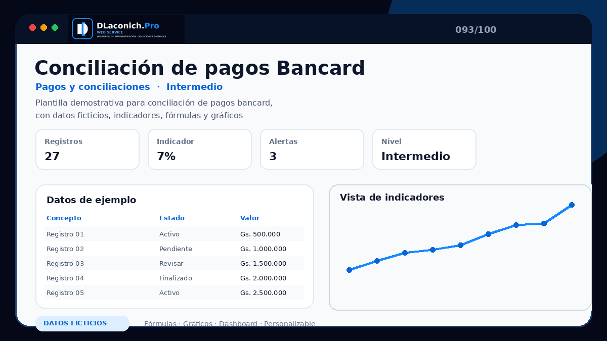 Mockup completo de Conciliación de pagos Bancard