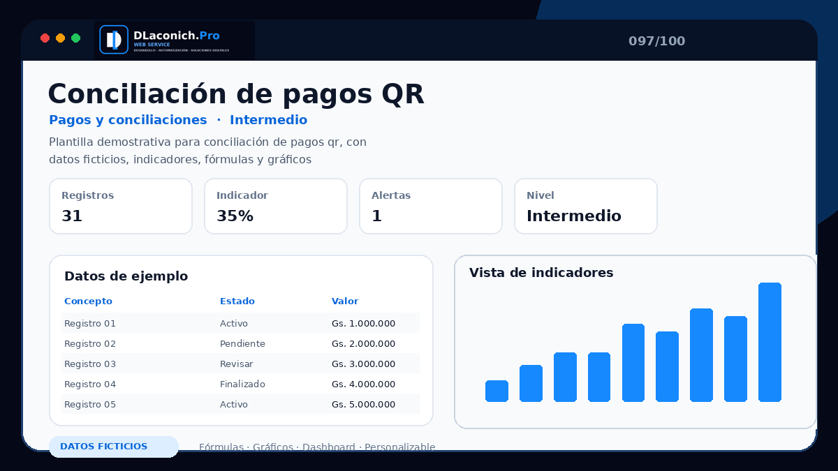 Mockup completo de Conciliación de pagos QR