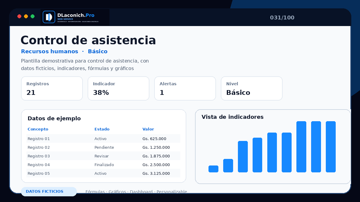 Mockup completo de Control de asistencia