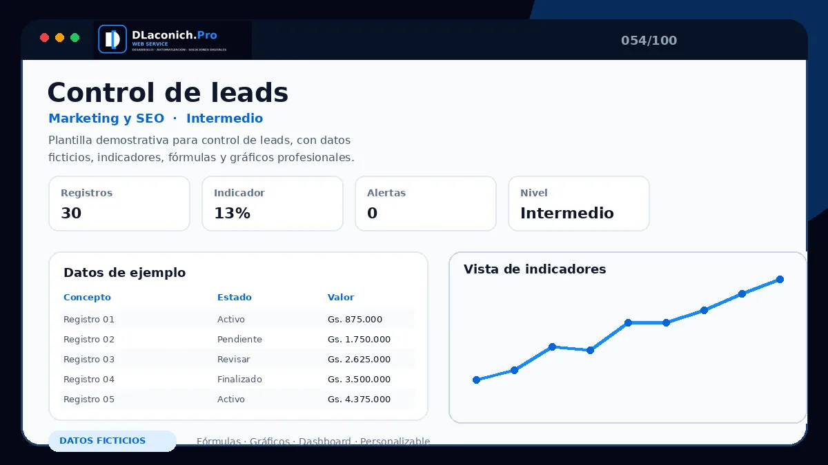 Vista previa de la plantilla Control de leads