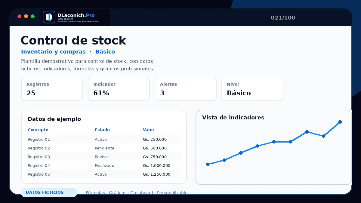Vista previa de la plantilla Control de stock