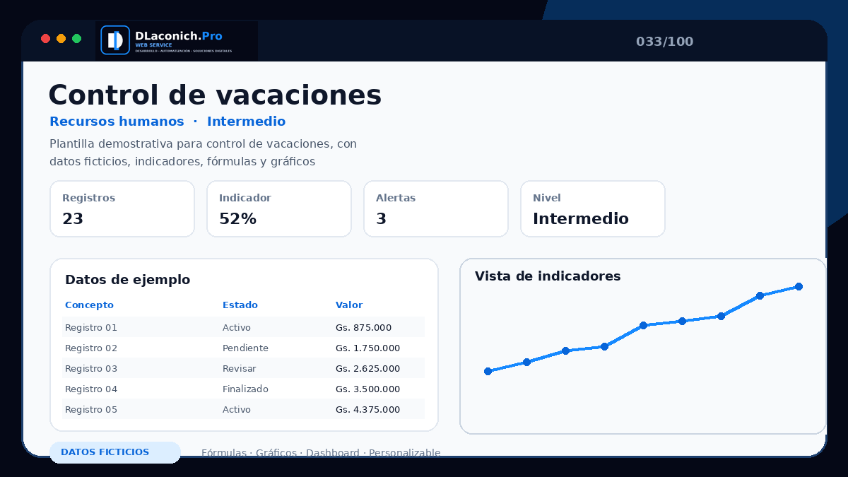 Mockup completo de Control de vacaciones