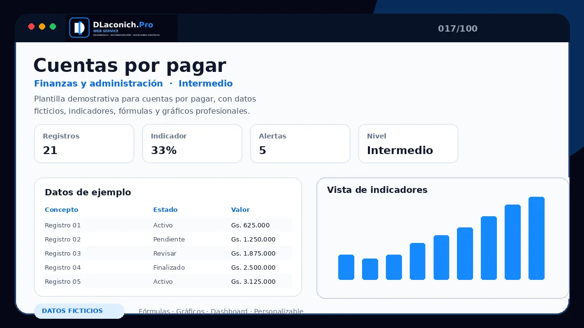 Vista previa de la plantilla Cuentas por pagar