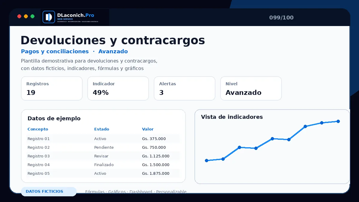 Vista previa de la plantilla Devoluciones y contracargos