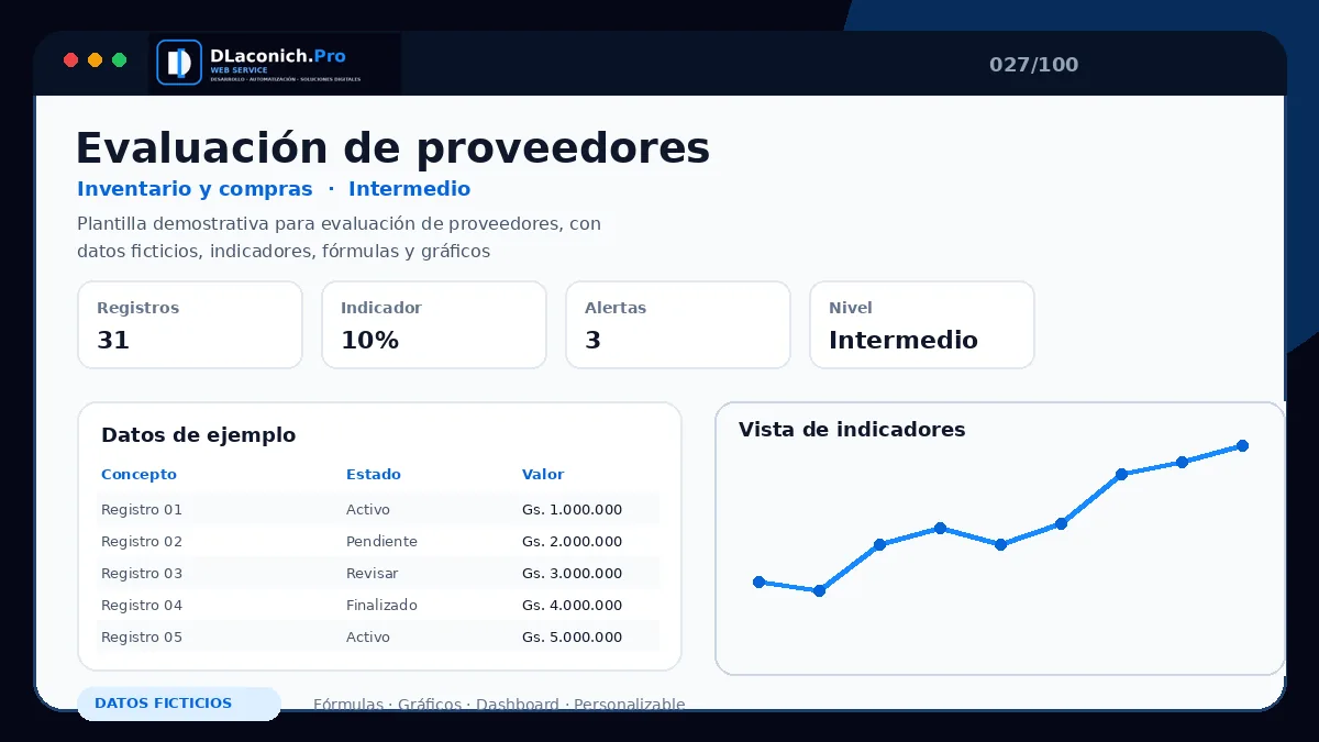 Vista previa de la plantilla Evaluación de proveedores