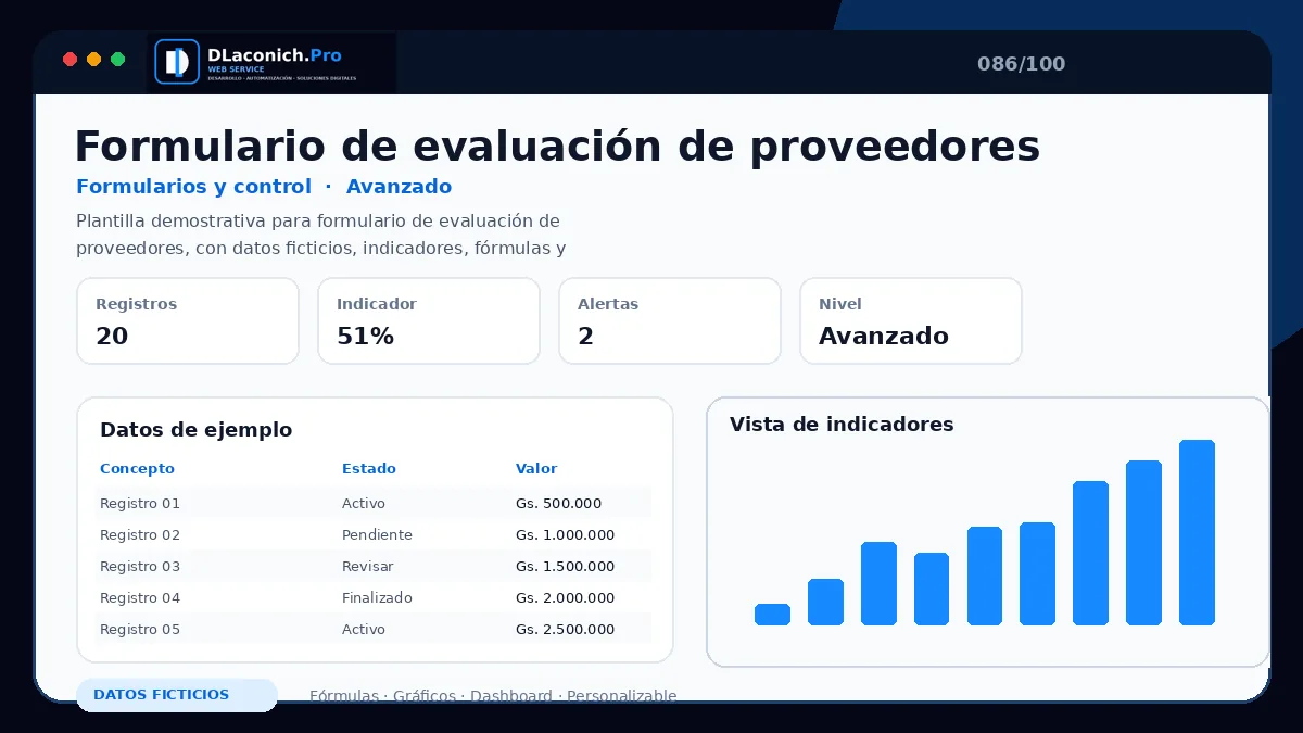 Vista previa de la plantilla Formulario de evaluación de proveedores