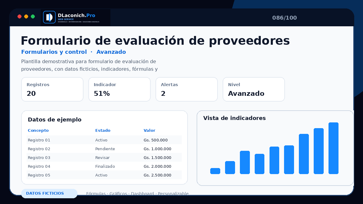 Mockup completo de Formulario de evaluación de proveedores