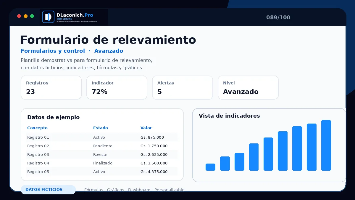 Vista previa de la plantilla Formulario de relevamiento