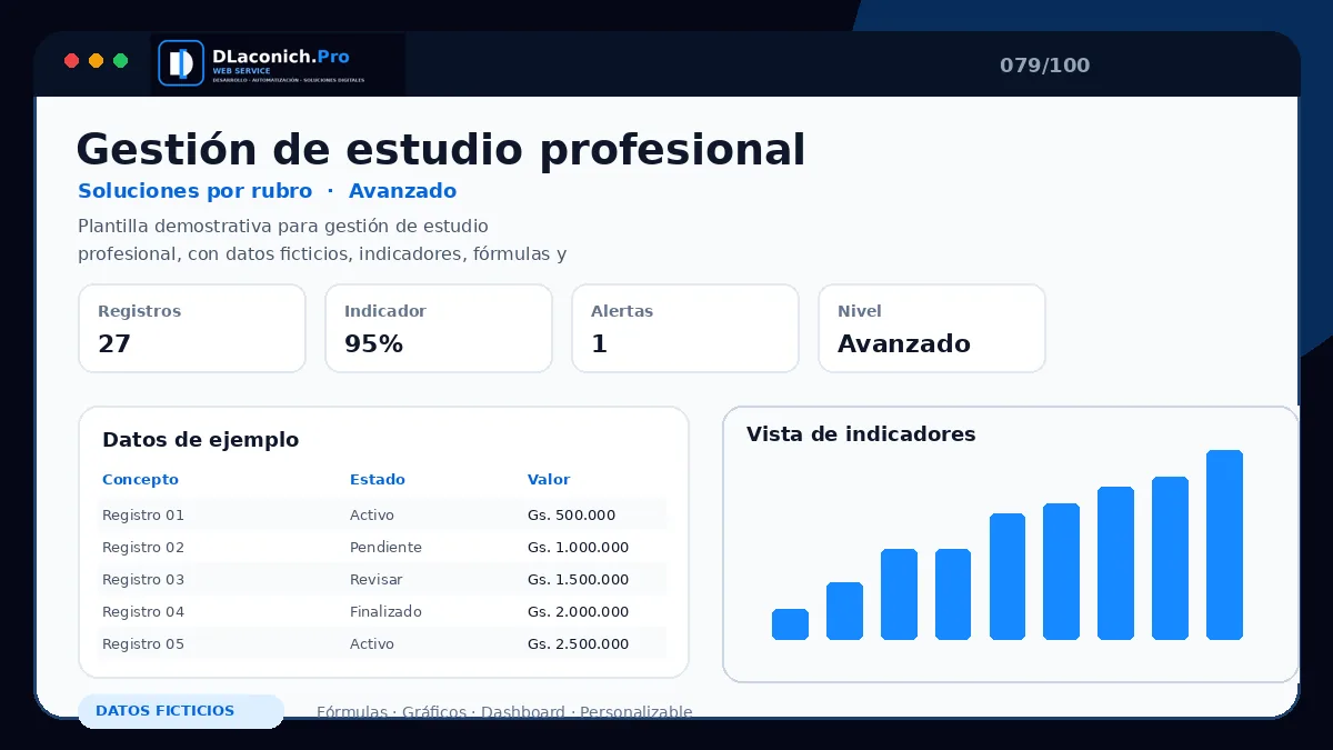 Vista previa de la plantilla Gestión de estudio profesional