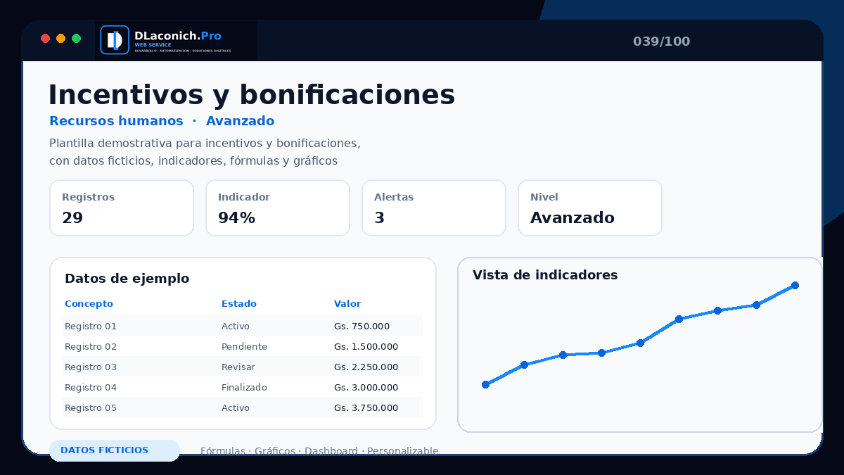 Mockup completo de Incentivos y bonificaciones