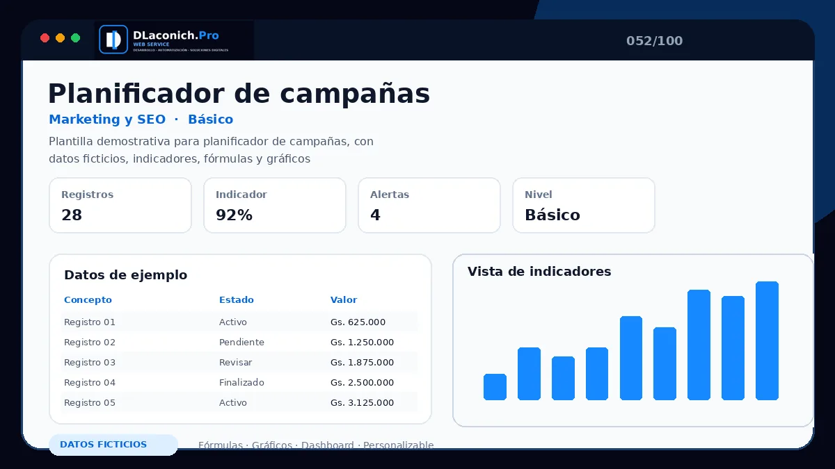 Vista previa de la plantilla Planificador de campañas