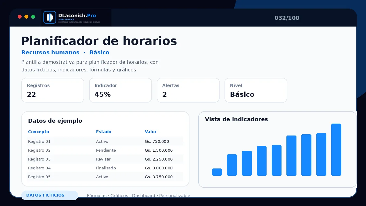 Vista previa de la plantilla Planificador de horarios