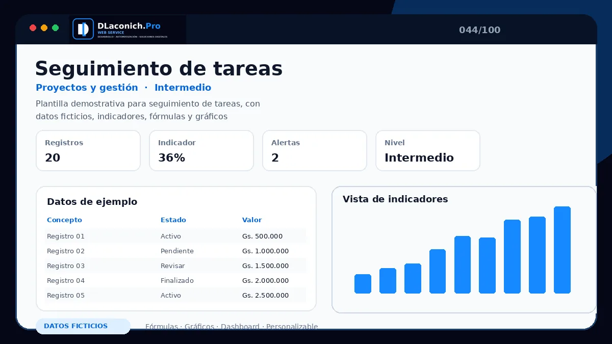 Vista previa de la plantilla Seguimiento de tareas