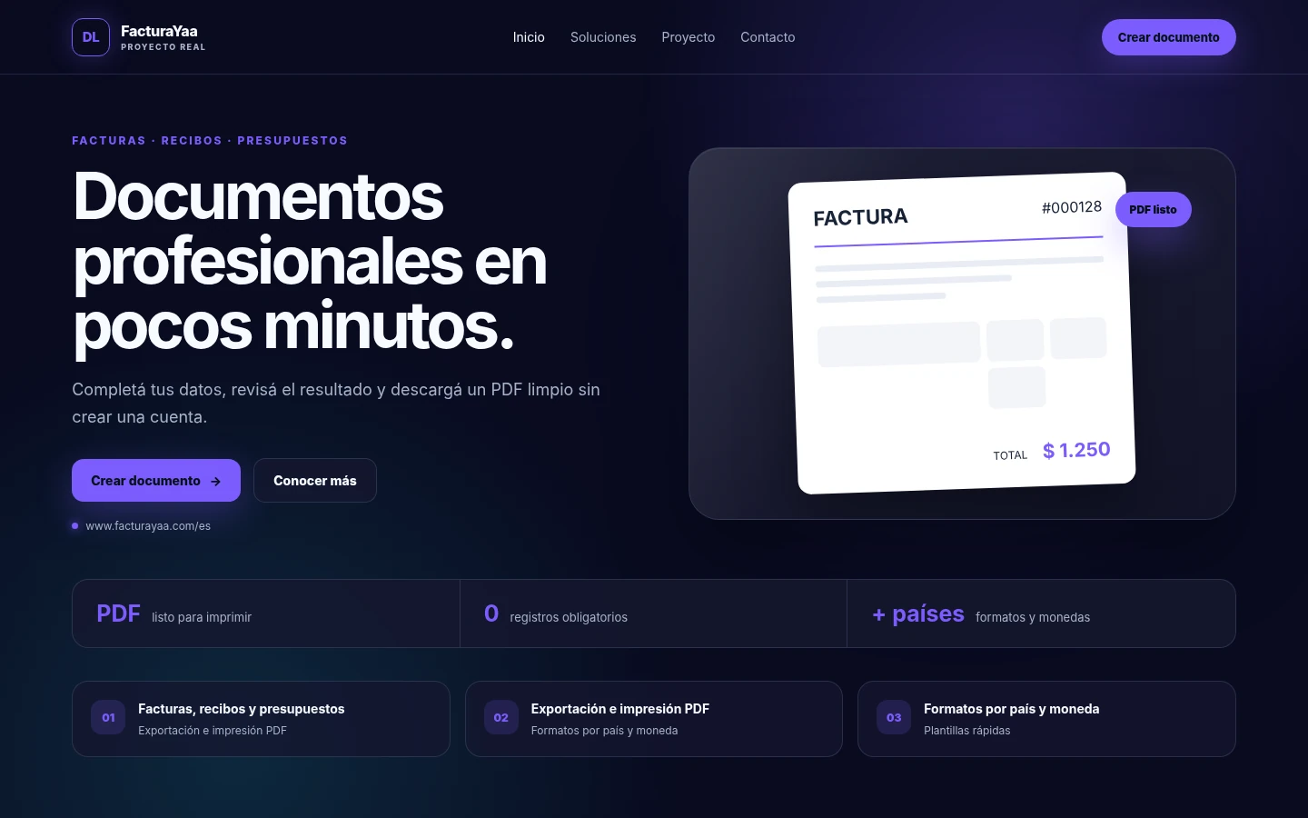 Vista previa del proyecto FacturaYaa