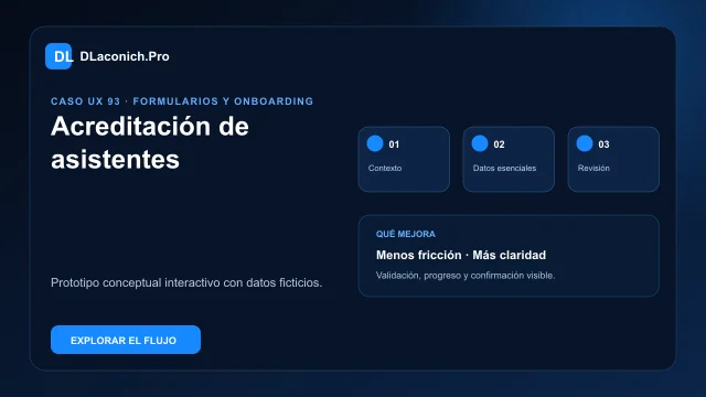 Vista previa del caso UX Acreditación de asistentes