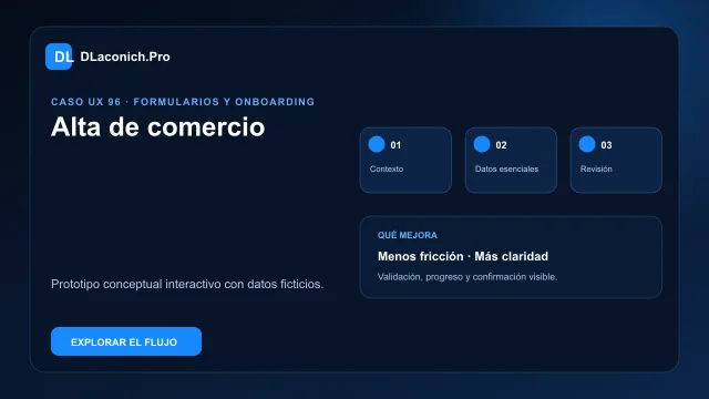Vista previa del caso UX Alta de comercio