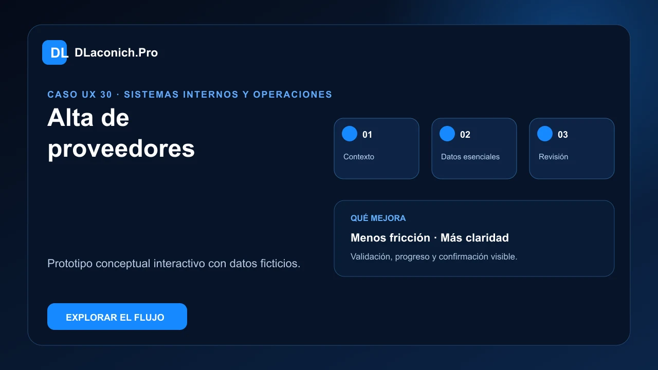 Presentación del caso UX Alta de proveedores