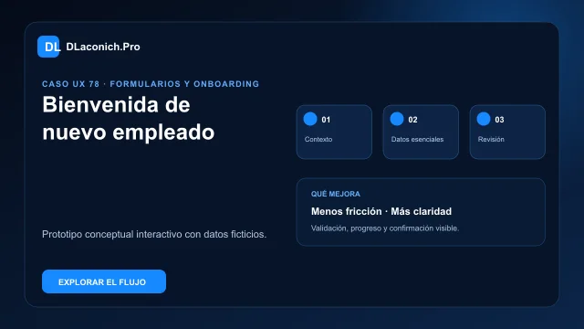 Vista previa del caso UX Bienvenida de nuevo empleado
