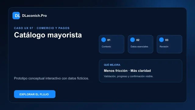 Vista previa del caso UX Catálogo mayorista