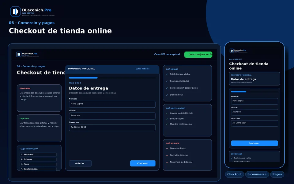Presentación del caso UX Checkout de tienda online