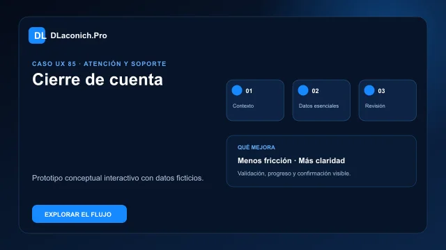 Vista previa del caso UX Cierre de cuenta