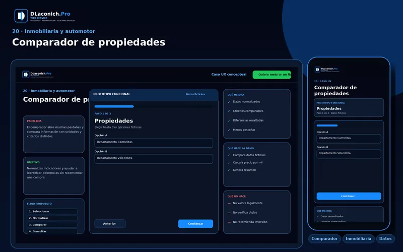 Vista previa del caso UX Comparador de propiedades