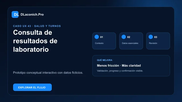 Vista previa del caso UX Consulta de resultados de laboratorio