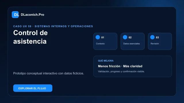 Vista previa del caso UX Control de asistencia