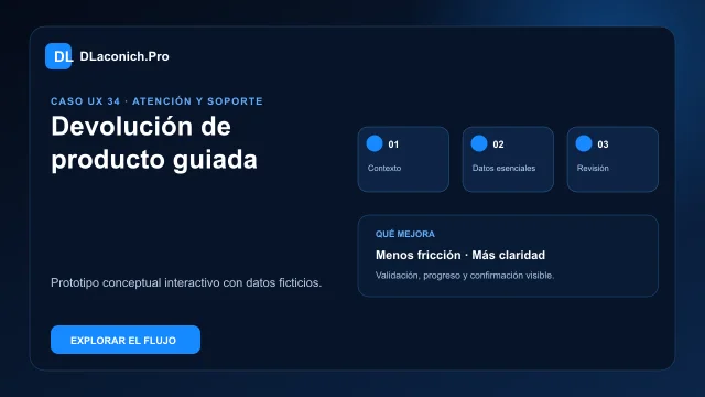 Vista previa del caso UX Devolución de producto guiada
