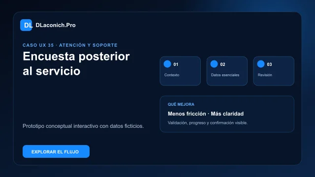 Vista previa del caso UX Encuesta posterior al servicio