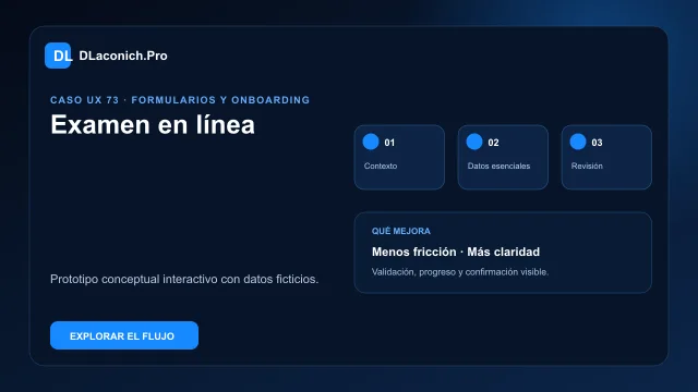 Vista previa del caso UX Examen en línea