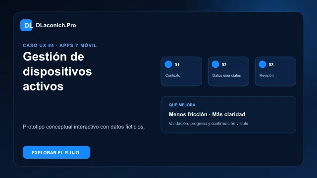Vista previa del caso UX Gestión de dispositivos activos