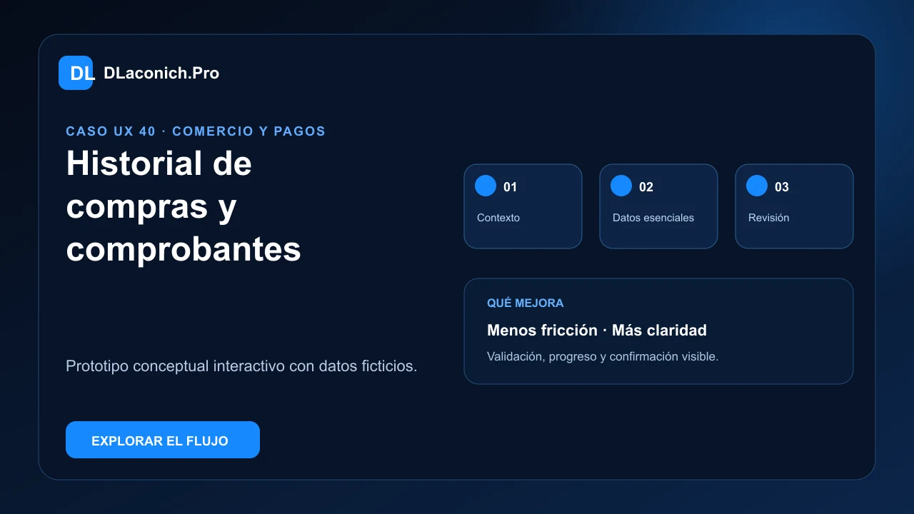 Presentación del caso UX Historial de compras y comprobantes