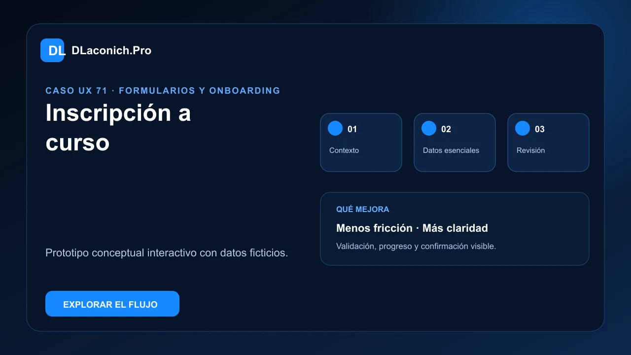 Presentación del caso UX Inscripción a curso