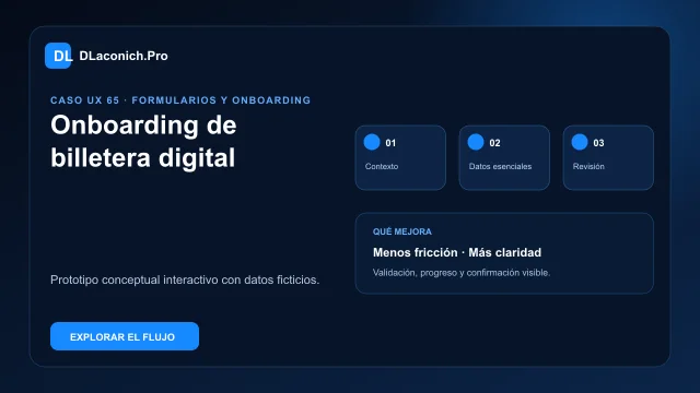 Vista previa del caso UX Onboarding de billetera digital