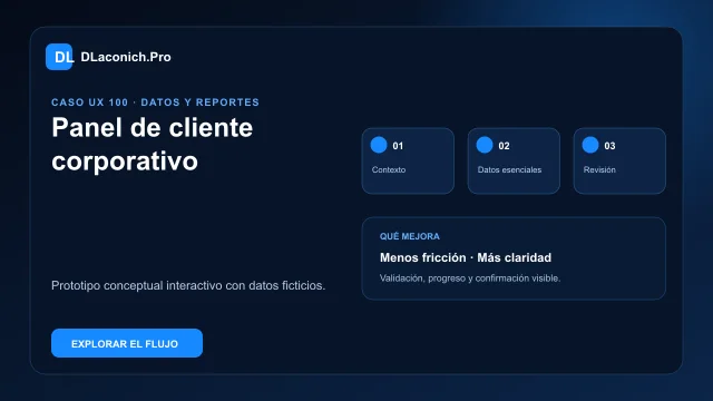 Vista previa del caso UX Panel de cliente corporativo