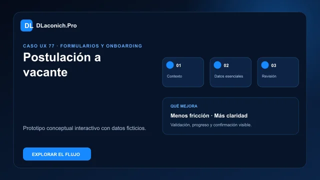 Vista previa del caso UX Postulación a vacante