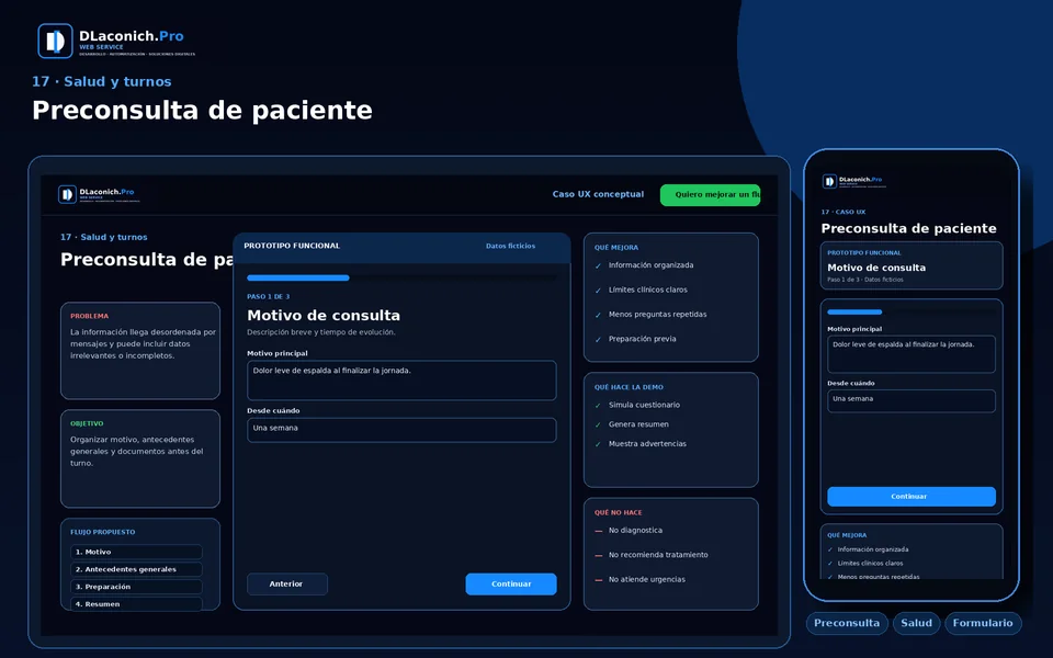 Presentación del caso UX Preconsulta de paciente