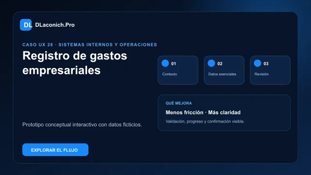 Vista previa del caso UX Registro de gastos empresariales