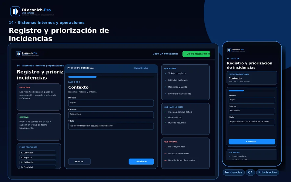 Presentación del caso UX Registro y priorización de incidencias