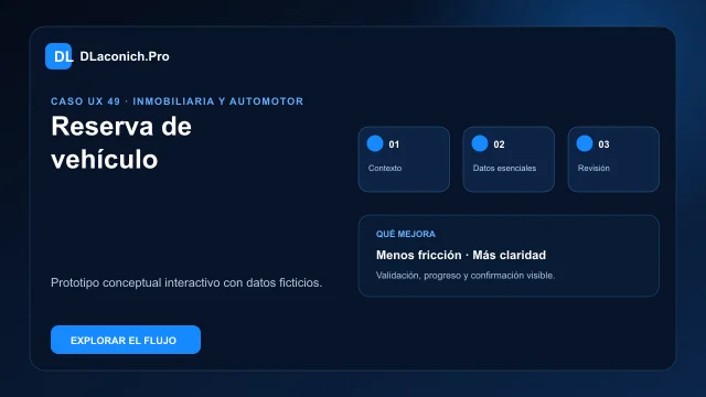 Vista previa del caso UX Reserva de vehículo