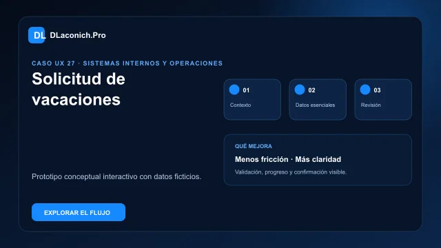 Vista previa del caso UX Solicitud de vacaciones